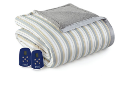 Plush Reversible Sherpa Fleece Electric Heated Blanket Dual Controls - King - 10 Colors to Choose From - EBSH