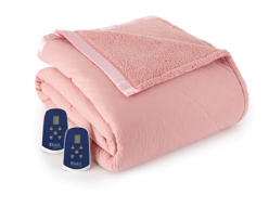 Plush Reversible Sherpa Fleece Electric Heated Blanket Dual Controls - Queen - 10 Colors to Choose From - 