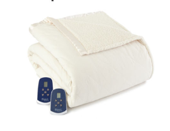 Plush Reversible Sherpa Fleece Electric Heated Blanket - Full -10 Colors to Choose From - 