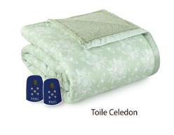 Plush Reversible Sherpa Fleece Electric Heated Blanket Dual Controls - King - 10 Colors to Choose From - EBSH