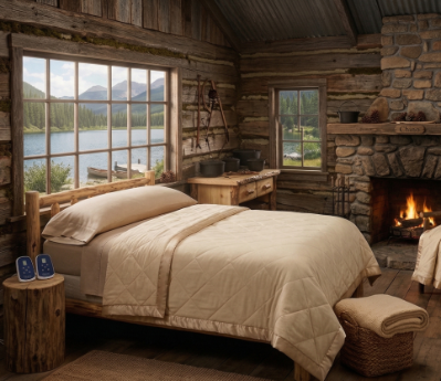 Primitive Lake Cabin that uses Electric Blankets